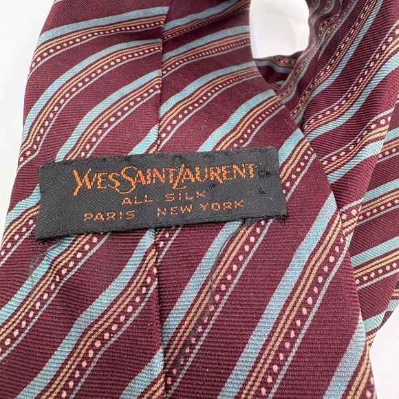 YSL Vintage red and blue stripe Mens tie - Picture 7 of 7
